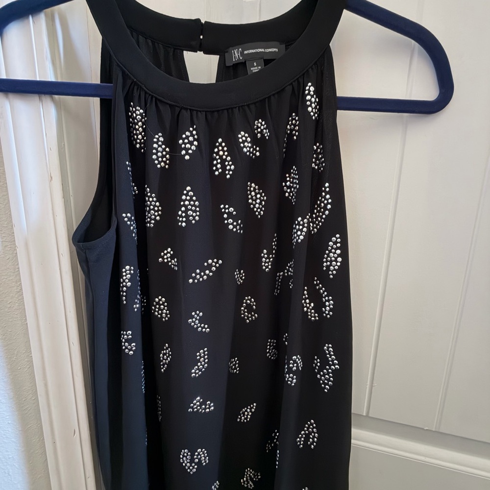 INC International Concepts Black Top with Studded Accents